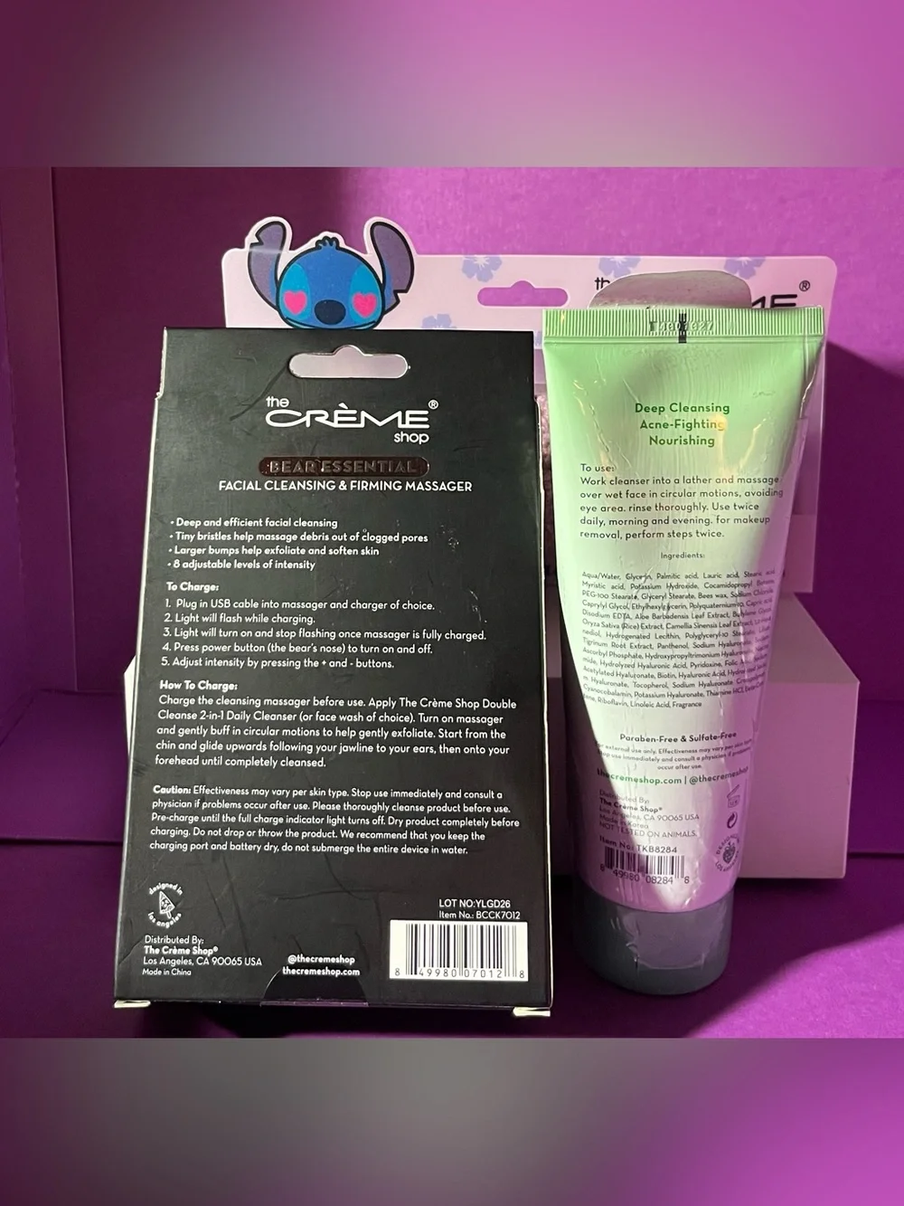 the Crème Shop - Facial cleanser Massager, Spa Headband and Double Cleanse Gel